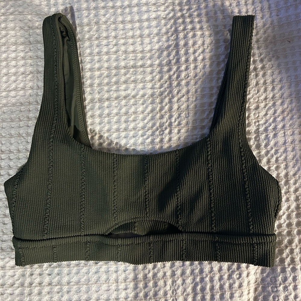 Aerie Olive Ribbed Bikini Top